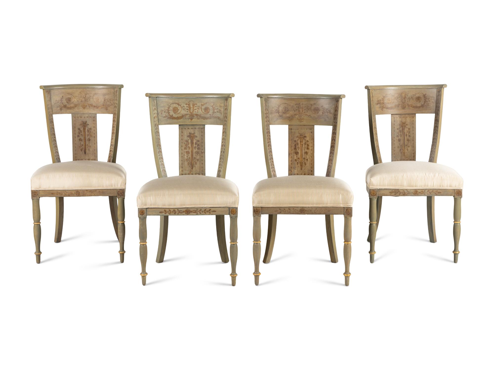 A Set of Four Painted Side Chairs
