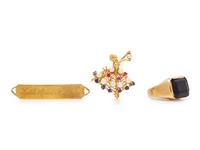 A Collection of Yellow Gold Jewelry,
