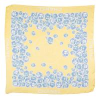 A Chanel Yellow and Blue Floral Silk Scarf, 38" x 38".