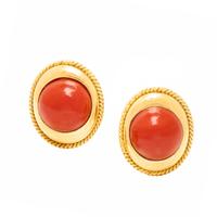 CORAL AND YELLOW GOLD EARRINGS