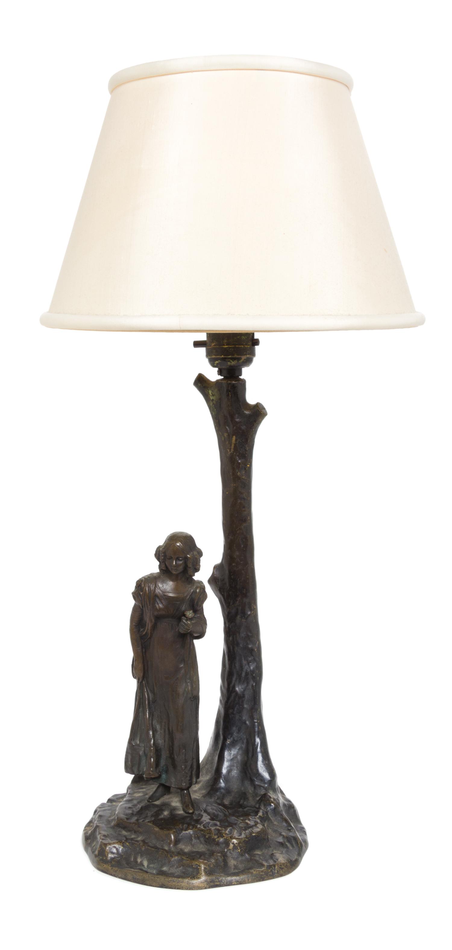 A Continental Bronze Figural Lamp Height 18 3/4 inches. — EARLY 20TH CENTURY