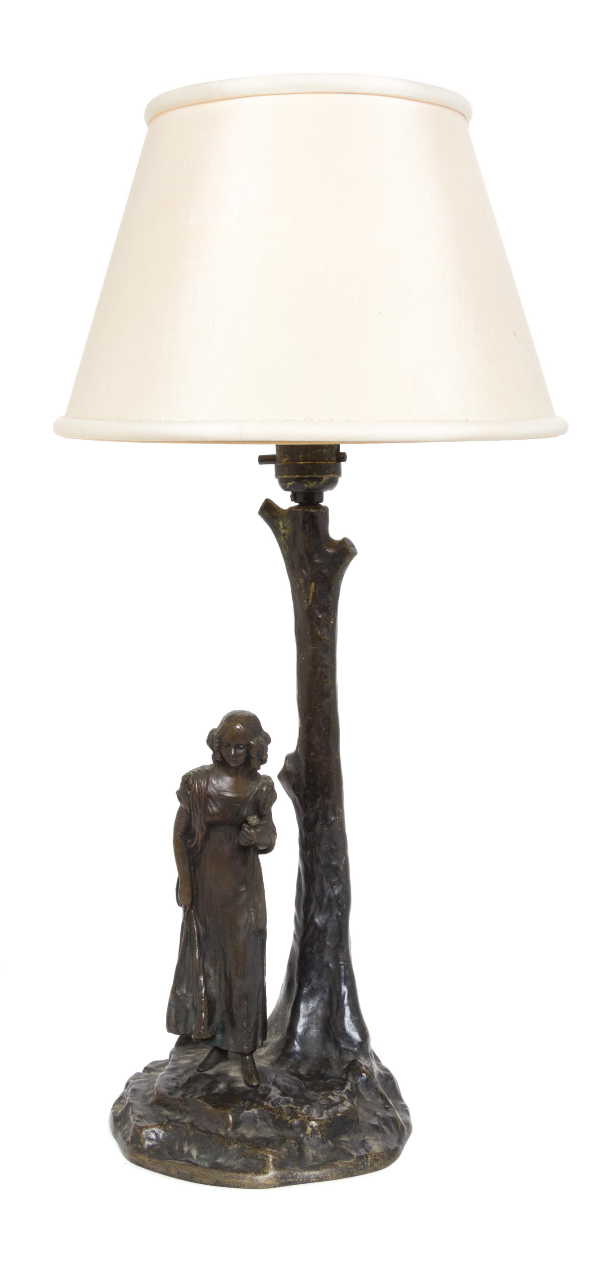 A Continental Bronze Figural Lamp Height 18 3/4 inches. — EARLY 20TH CENTURY