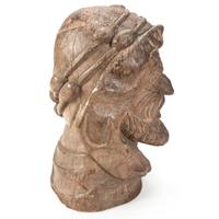 A Large Carved Wood Bust of a Sailor or Dock Worker