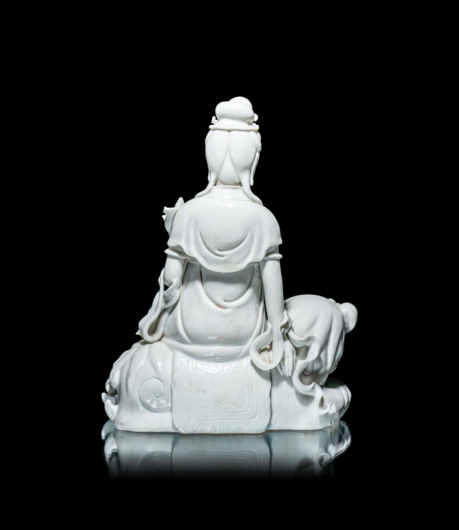 A Pair of Chinese Blanc-de-Chine Porcelain Figures of Guanyin