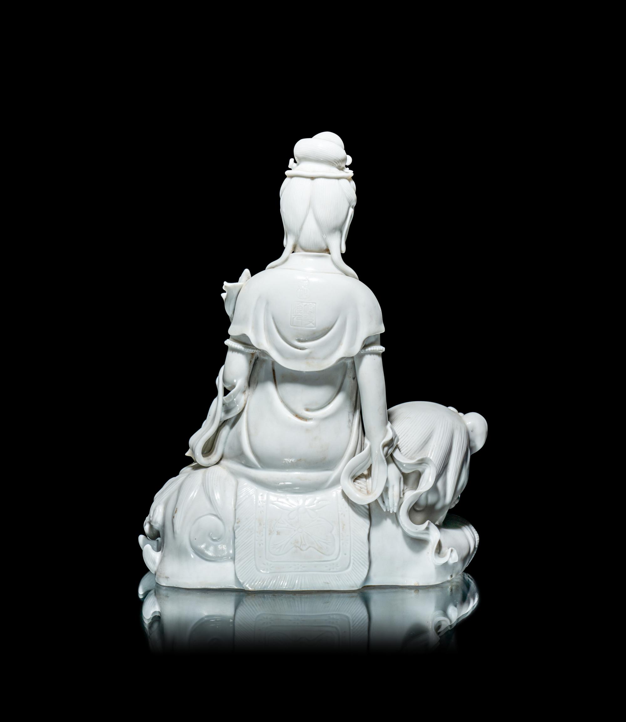 A Pair of Chinese Blanc-de-Chine Porcelain Figures of Guanyin