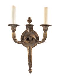 A Set of Eight Neoclassical Style Gilt Metal Two-Light Sconces