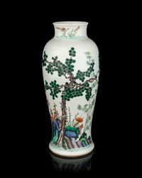 A Chinese Famille Verte Porcelain 'Three Friends' Vase