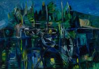 Barche in un porto (Boats in a harbor) , c. 1953