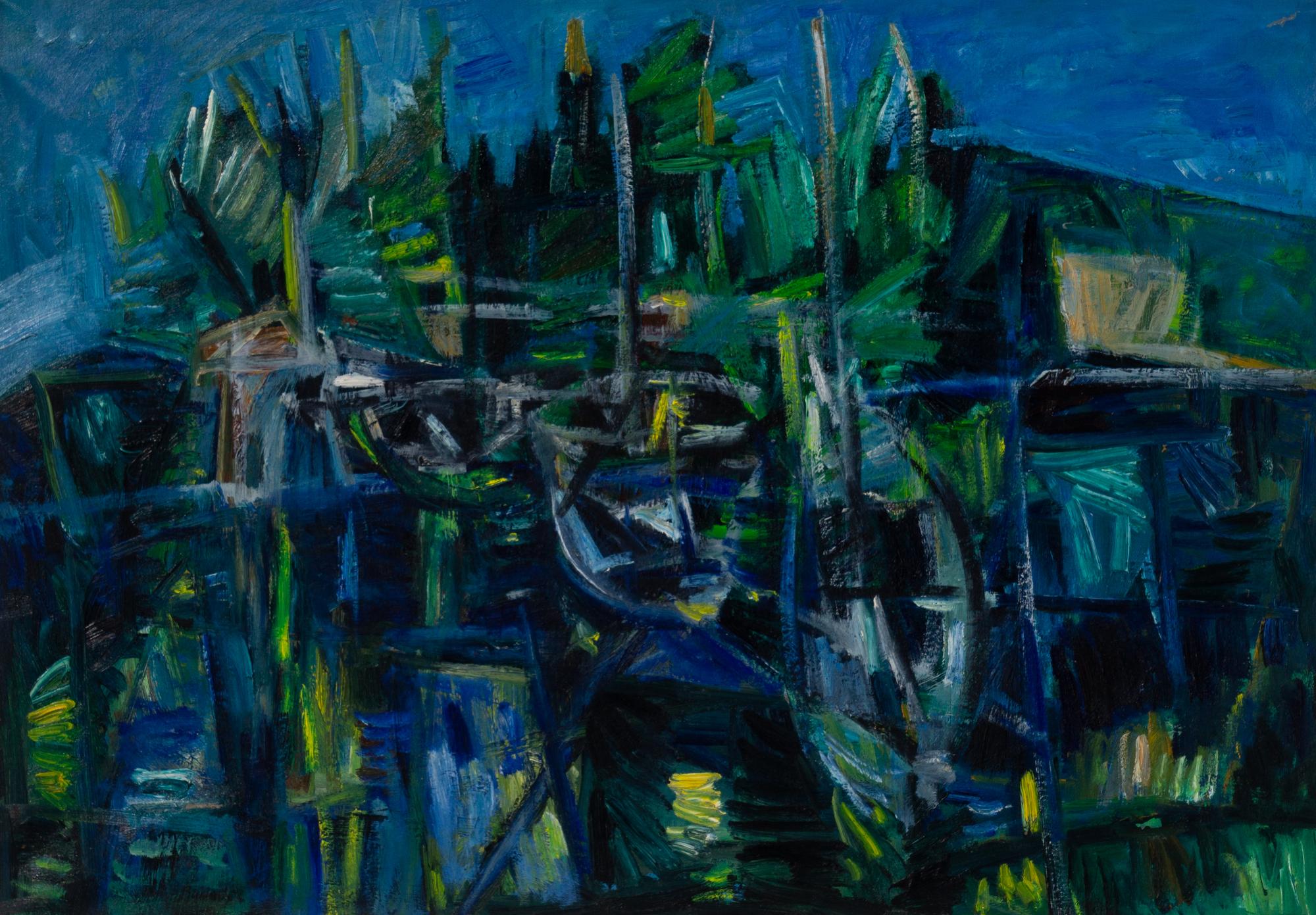 Barche in un porto (Boats in a harbor) , c. 1953