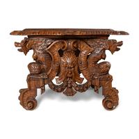 A Pair of Italian Carved Walnut Sgabello Stools