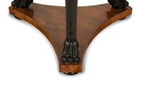 A Pair of Empire Style Walnut, Black Lacquer and Parcel Gilt Side Tables