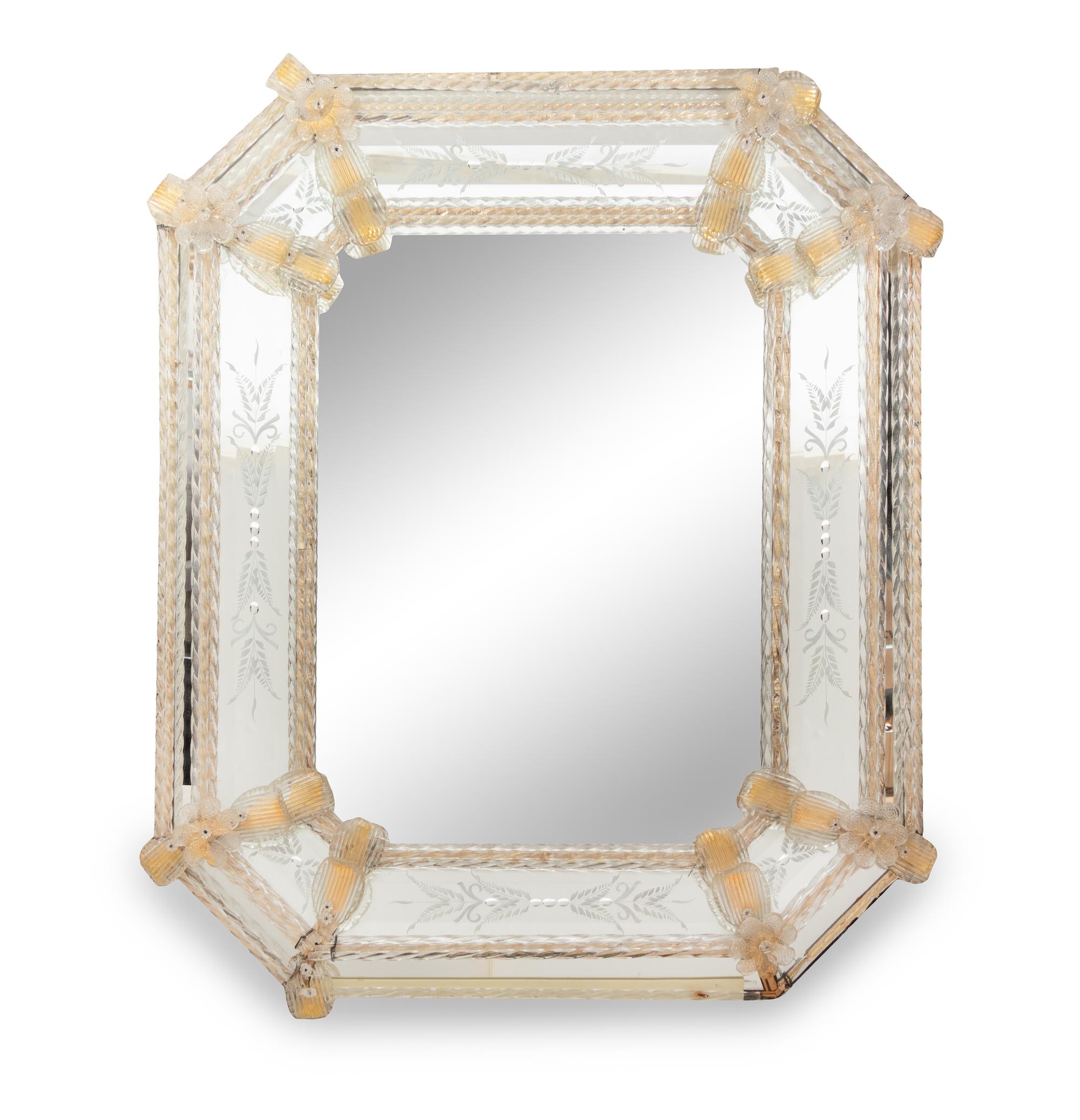 A Venetian Etched Glass Mirror