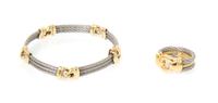 A Collection of 18 Karat Yellow Gold and Stainless Steel Jewelry, 19.20 dwts.