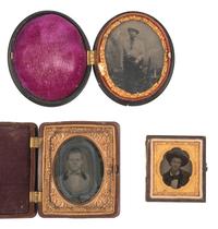 [EARLY PHOTOGRAPHY]. 21 cased images of men, women, and children, incl. children with props.