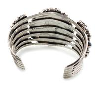 Navajo Sterling Silver and Colorful Cluster Cuff Bracelet