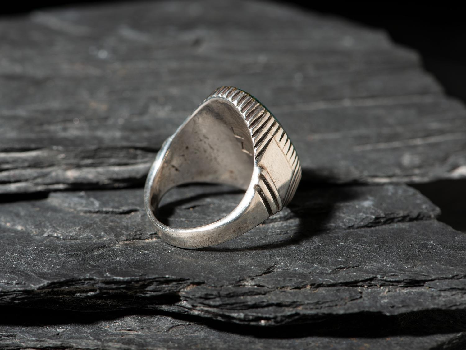 Silver and Morenci Turquoise Ring