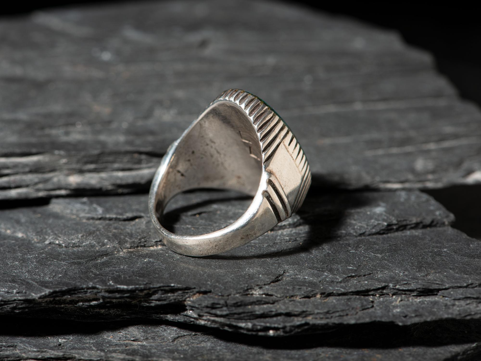 Silver and Morenci Turquoise Ring