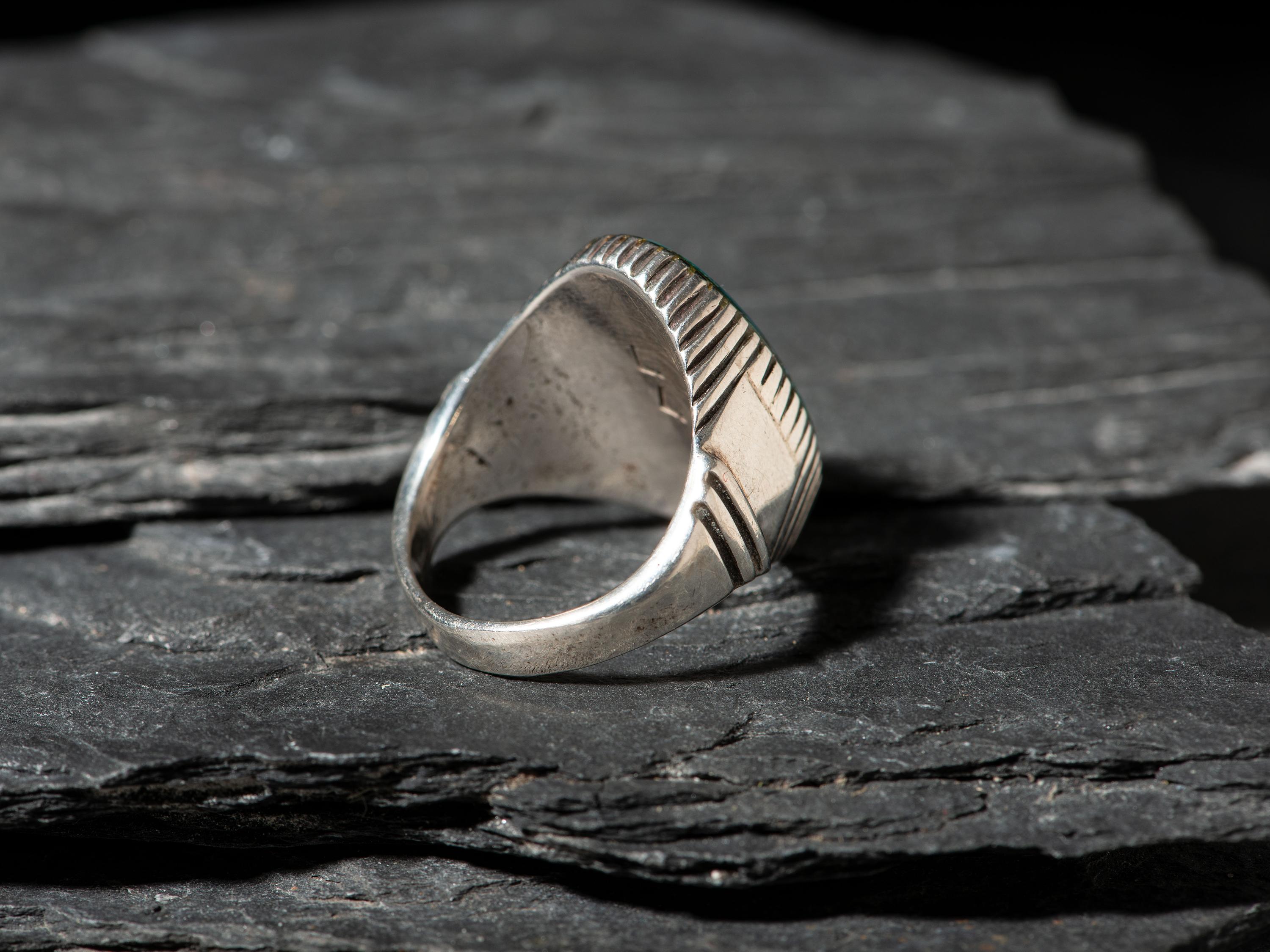 Silver and Morenci Turquoise Ring