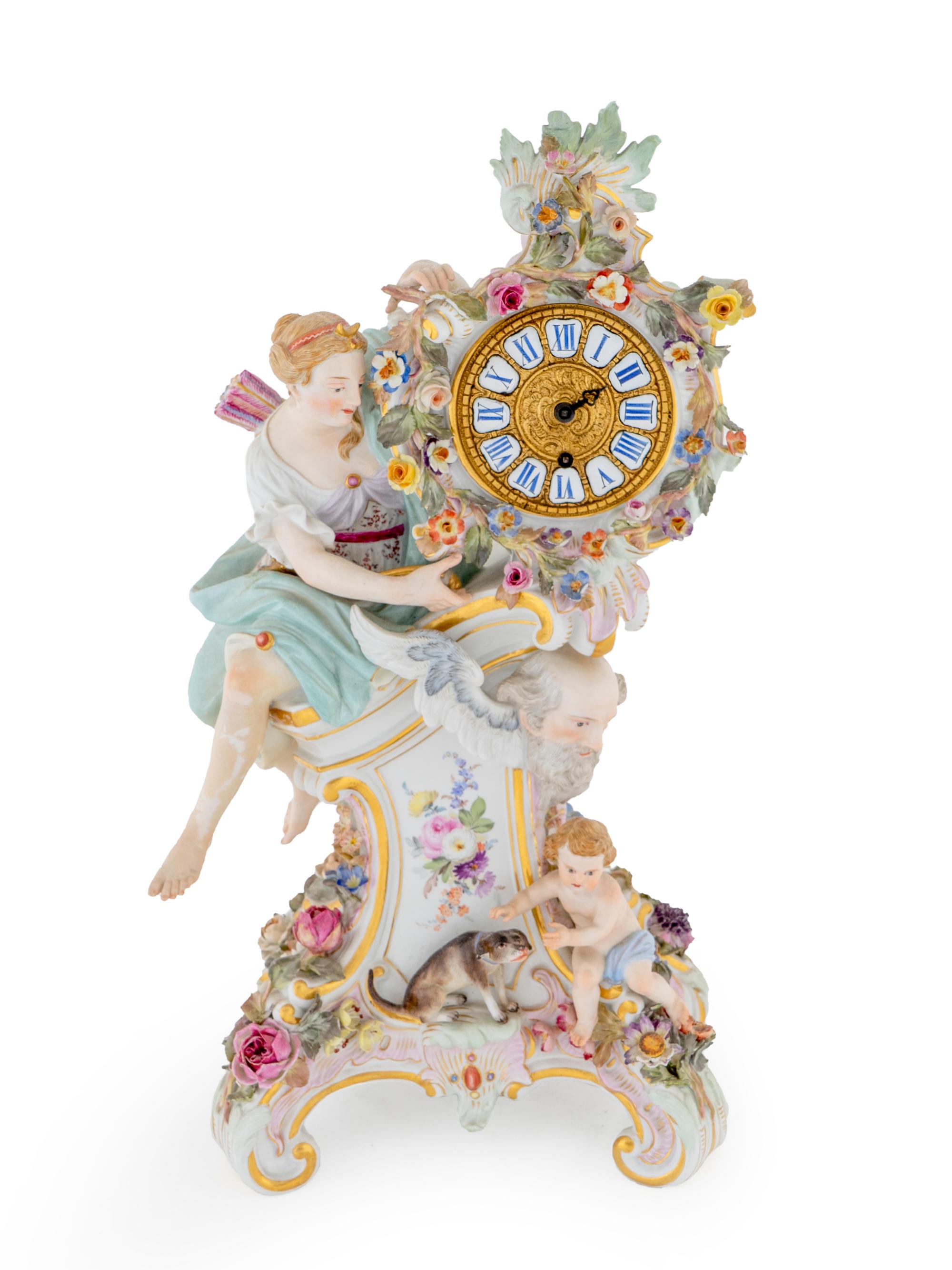 A Meissen Porcelain Figural Mantel Clock — EARLY 20TH CENTURY