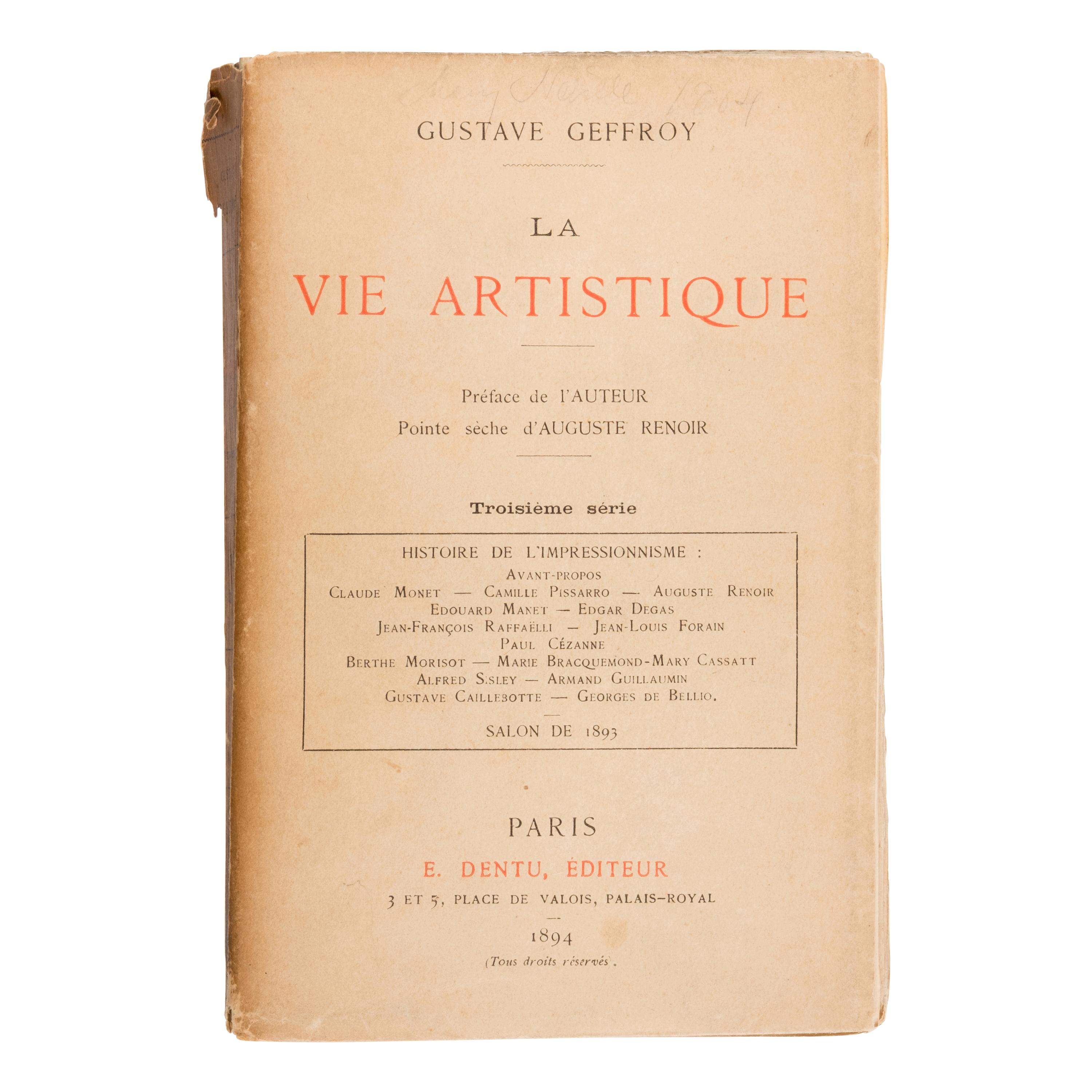[Renoir, Pierre-Auguste (1841-1919)]. -- Geffroy, Gustave (1855-1926). La Vie Artistique, Troiseieme serie . Paris: E. Dentu, 1894.