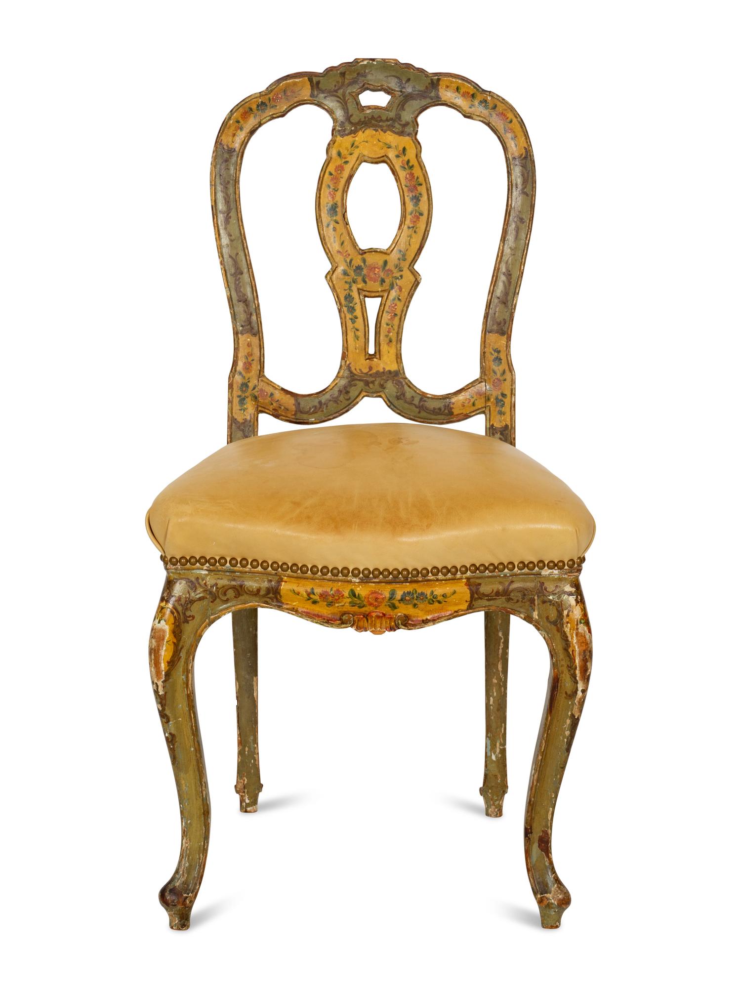 An Italian Rococo Paint Decorated Side Chair