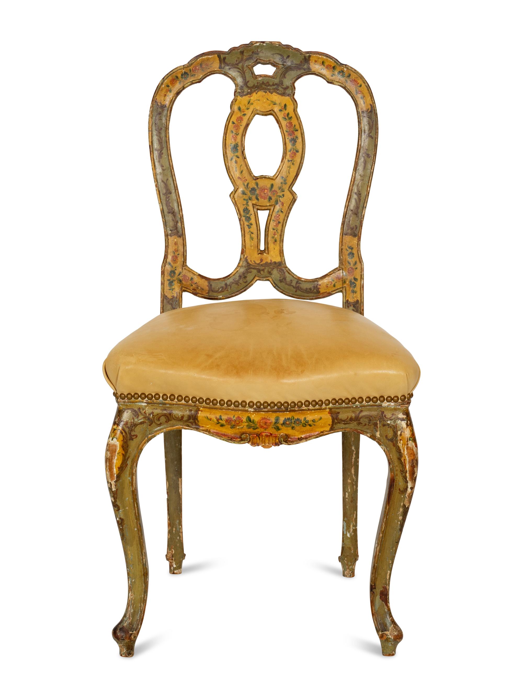 An Italian Rococo Paint Decorated Side Chair