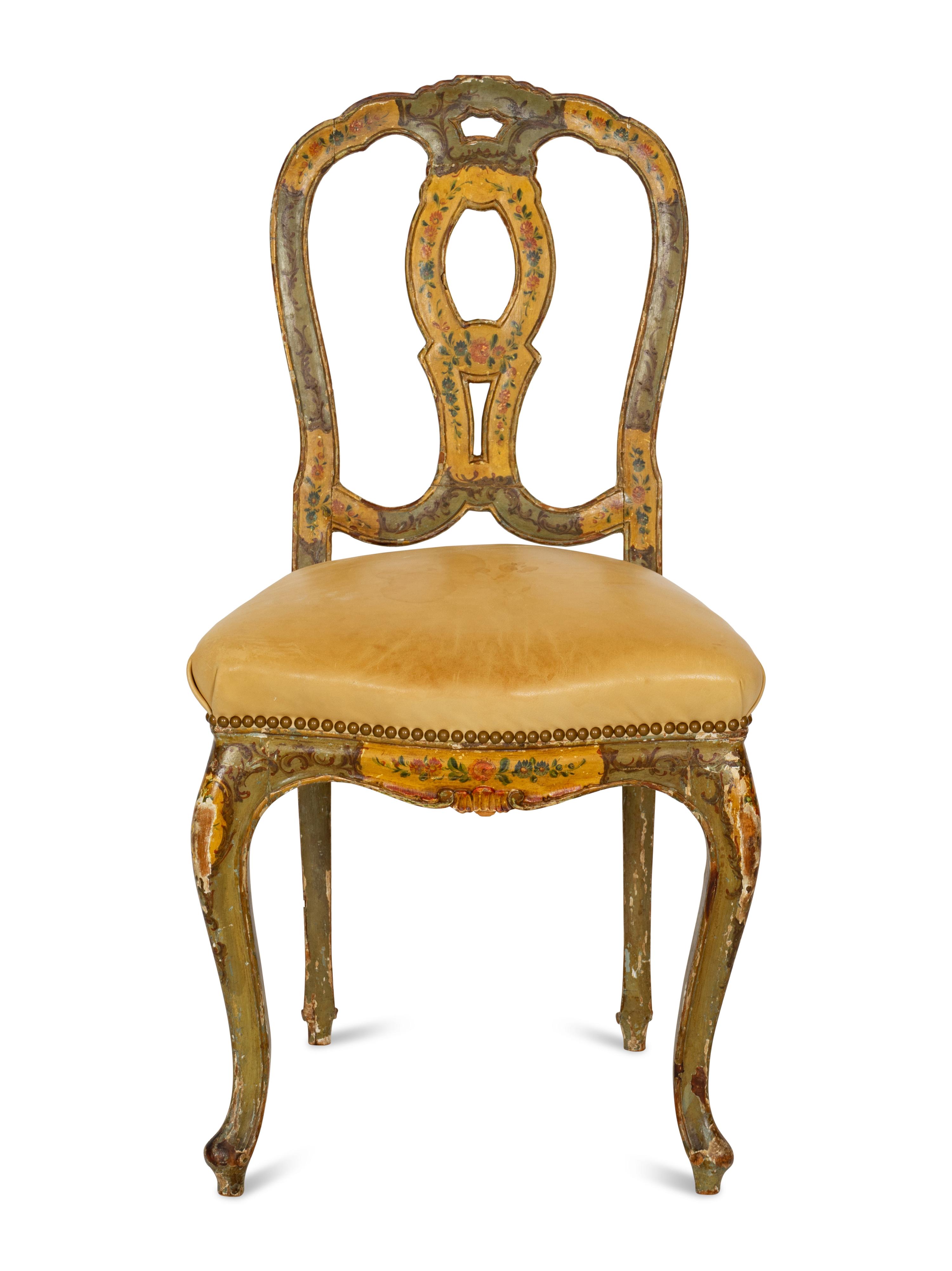 An Italian Rococo Paint Decorated Side Chair