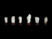 Six Chinese Carved Celadon Jade Figures of Boys