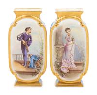 A Pair of French Painted Porcelain Vases