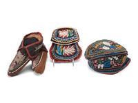 Haudenosaunee Beaded Purse, Moccasins, and Glengarry Cap