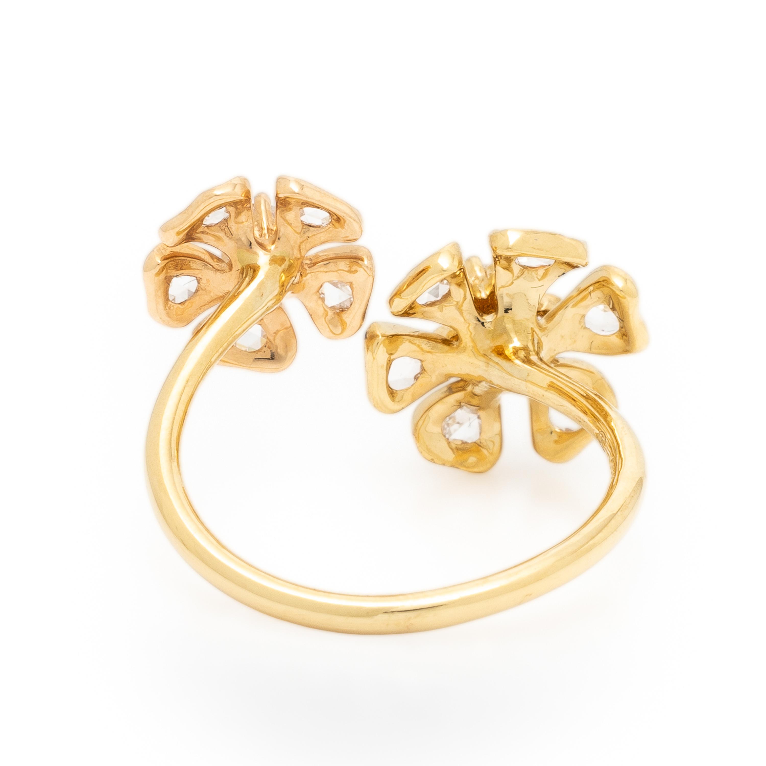 Diamond and Bicolor Gold Bypass Ring