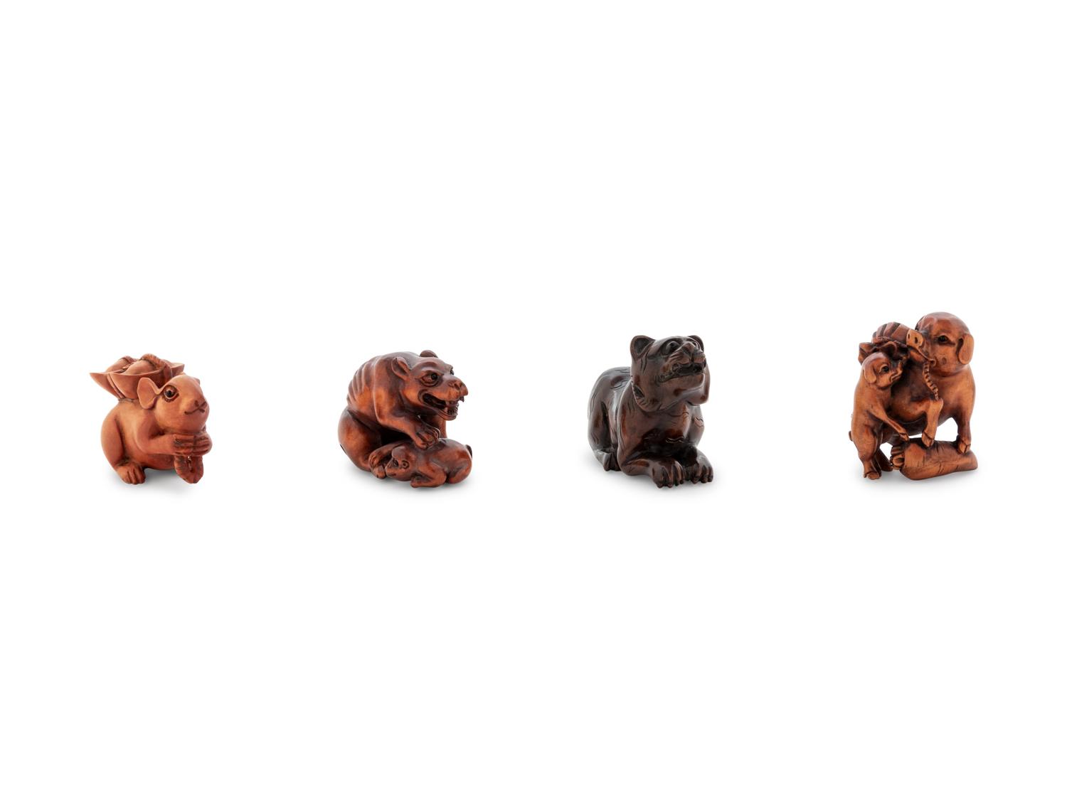 Four Wood Netsuke
