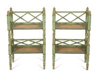 A Pair of Painted Two-Tier Book Shelves by Chelsea House
