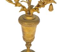 A Near Pair of French Gilt Bronze Floral Three-Light Candelabra