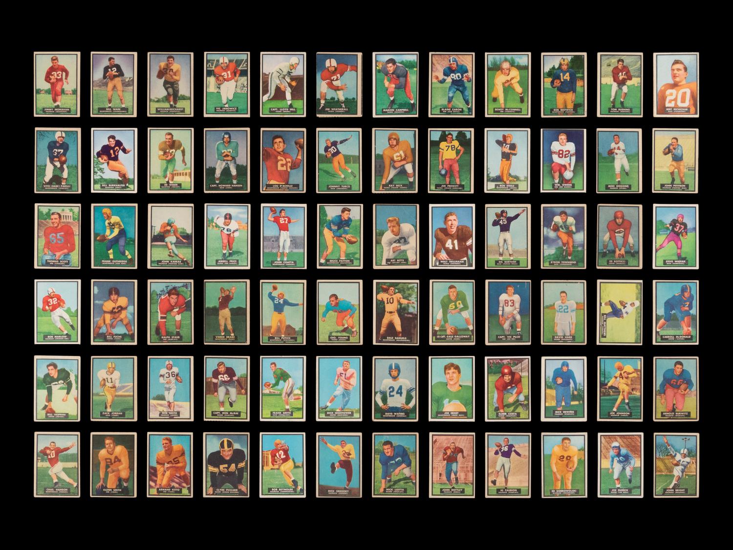 A Complete Set of 1951 Topps Magic Football Cards (75/75)