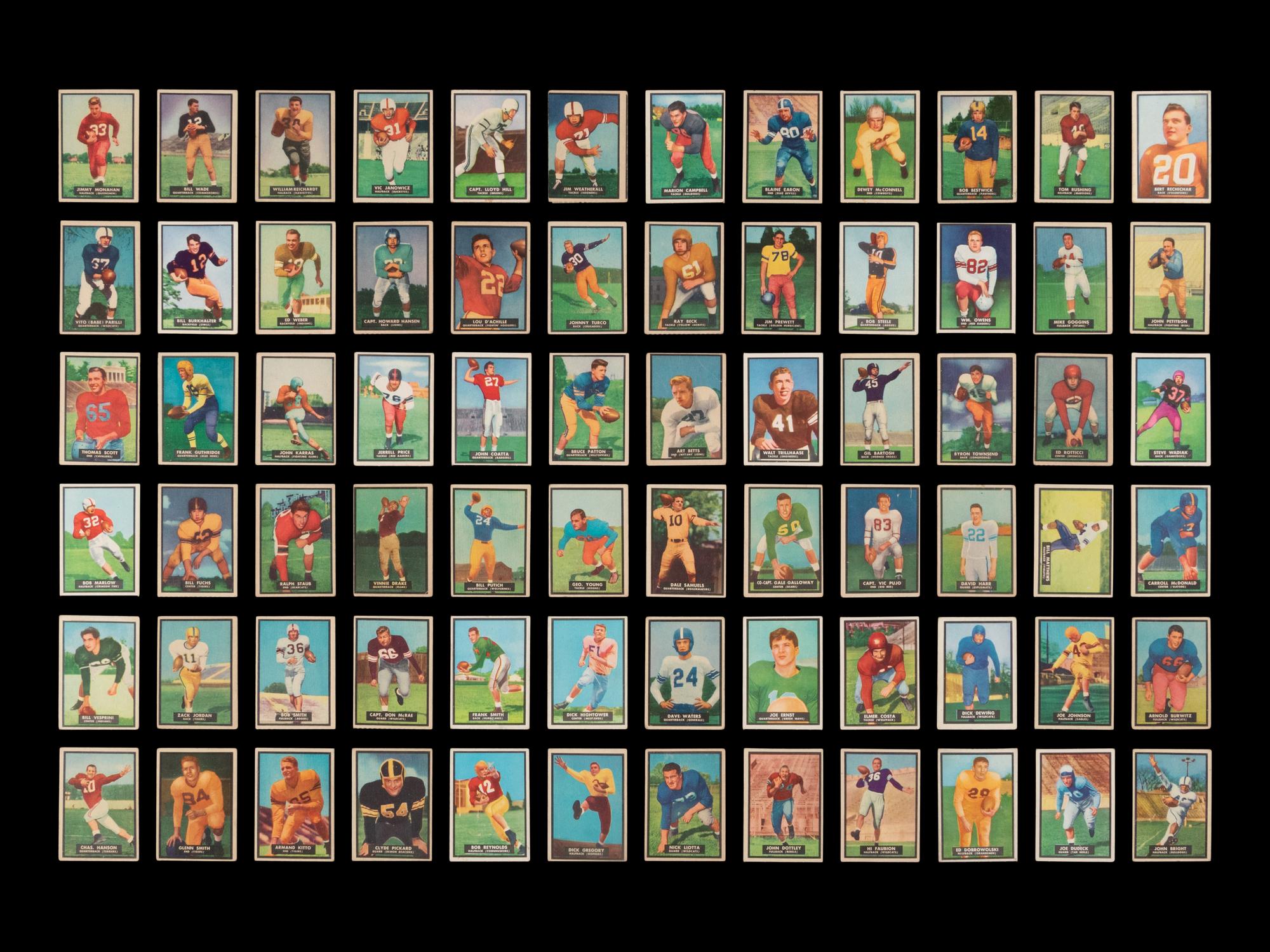 A Complete Set of 1951 Topps Magic Football Cards (75/75)