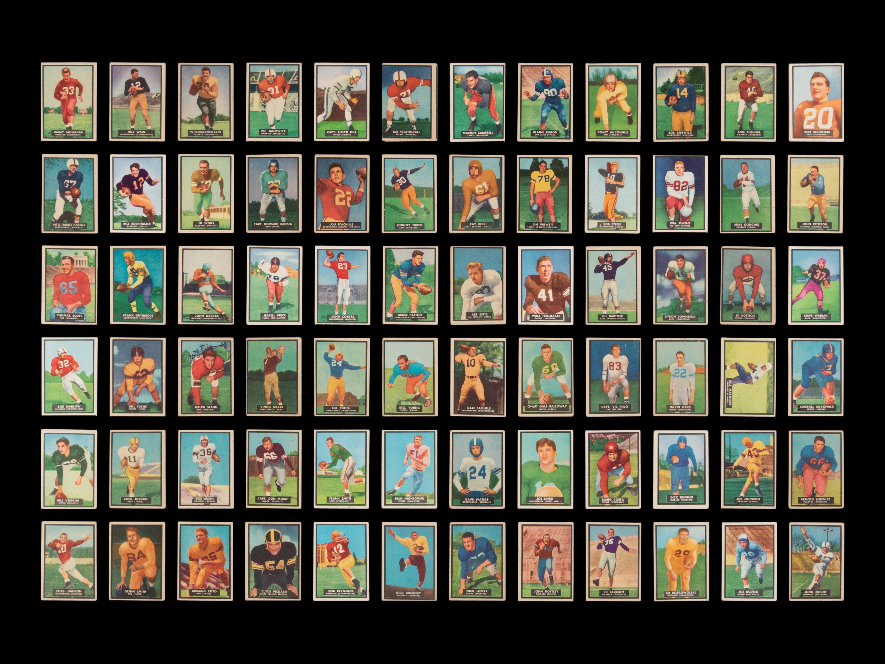 A Complete Set of 1951 Topps Magic Football Cards (75/75)