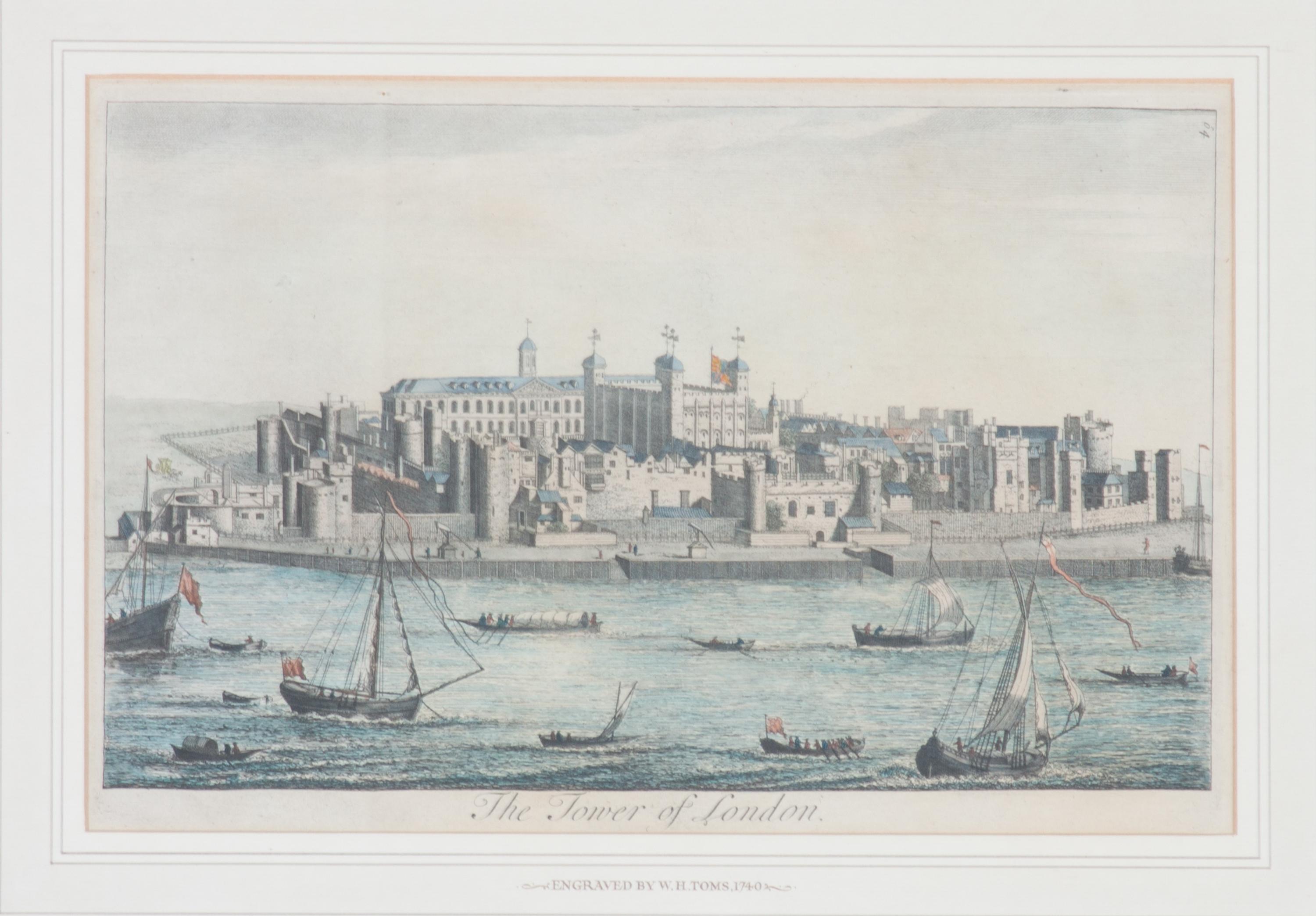 Four English Handcoloring Engravings First: 12 x 16 3/4 inches.