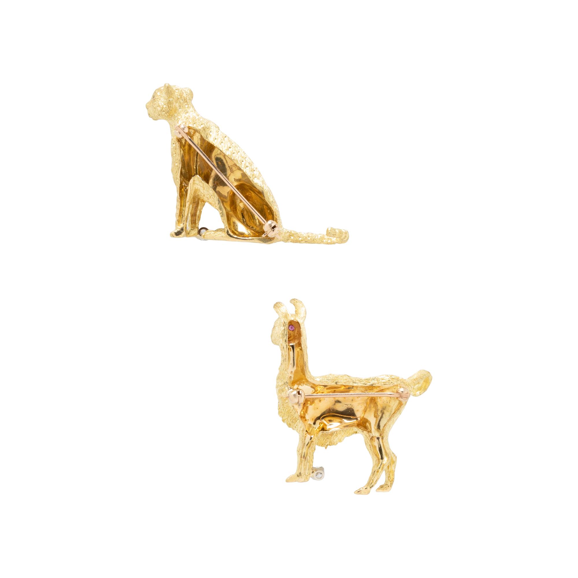 COLLECTION OF YELLOW GOLD ANIMAL BROOCHES