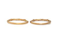 YELLOW GOLD AND SEED PEARL BANGLE BRACELET SET