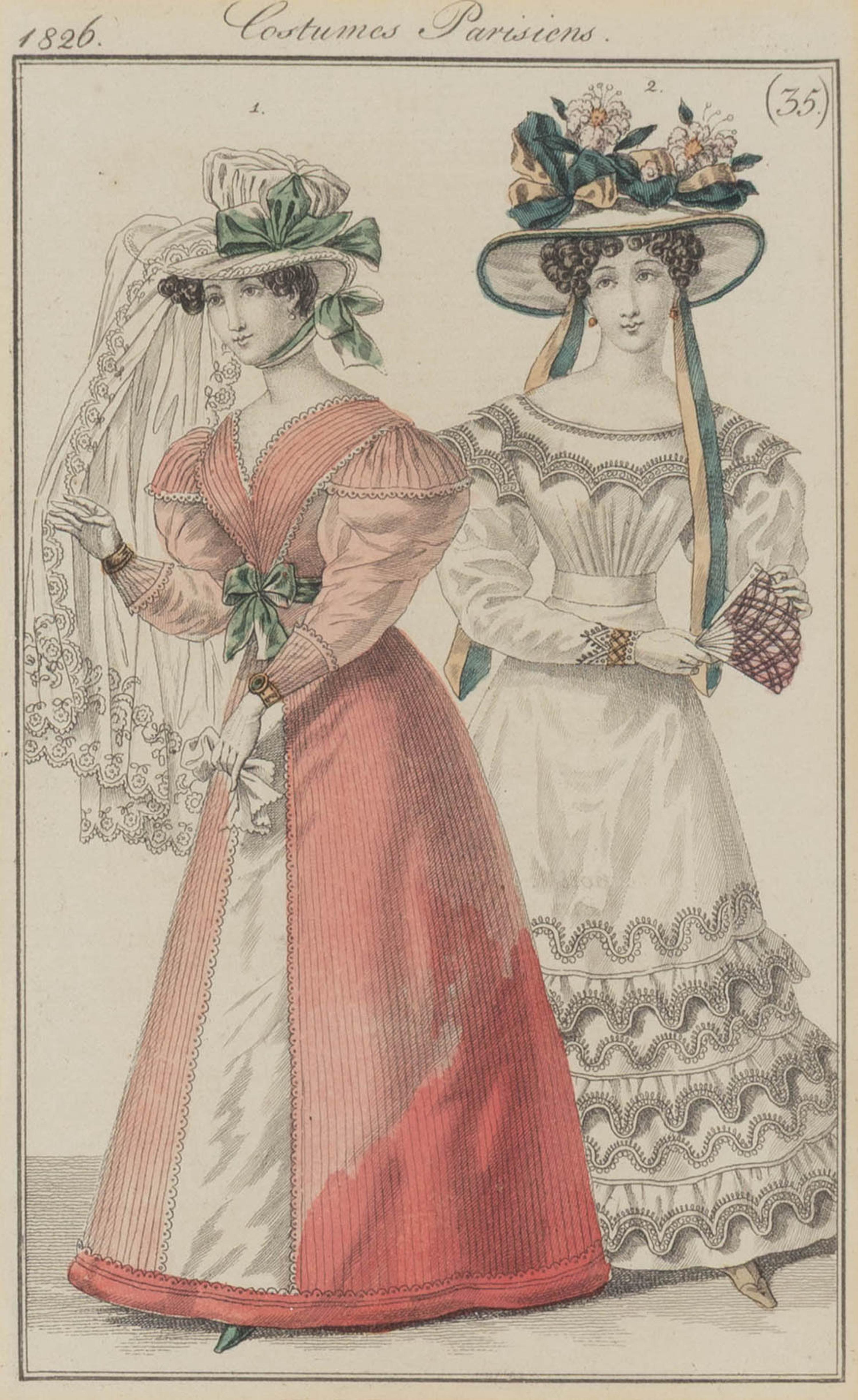 Two Sets of Four French Hand-Colored Costume Engravings