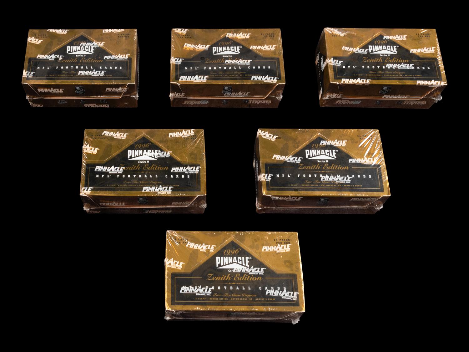 A Group of Six Factory Sealed Boxes of 1996 Pinnacle Zenith Football Cards