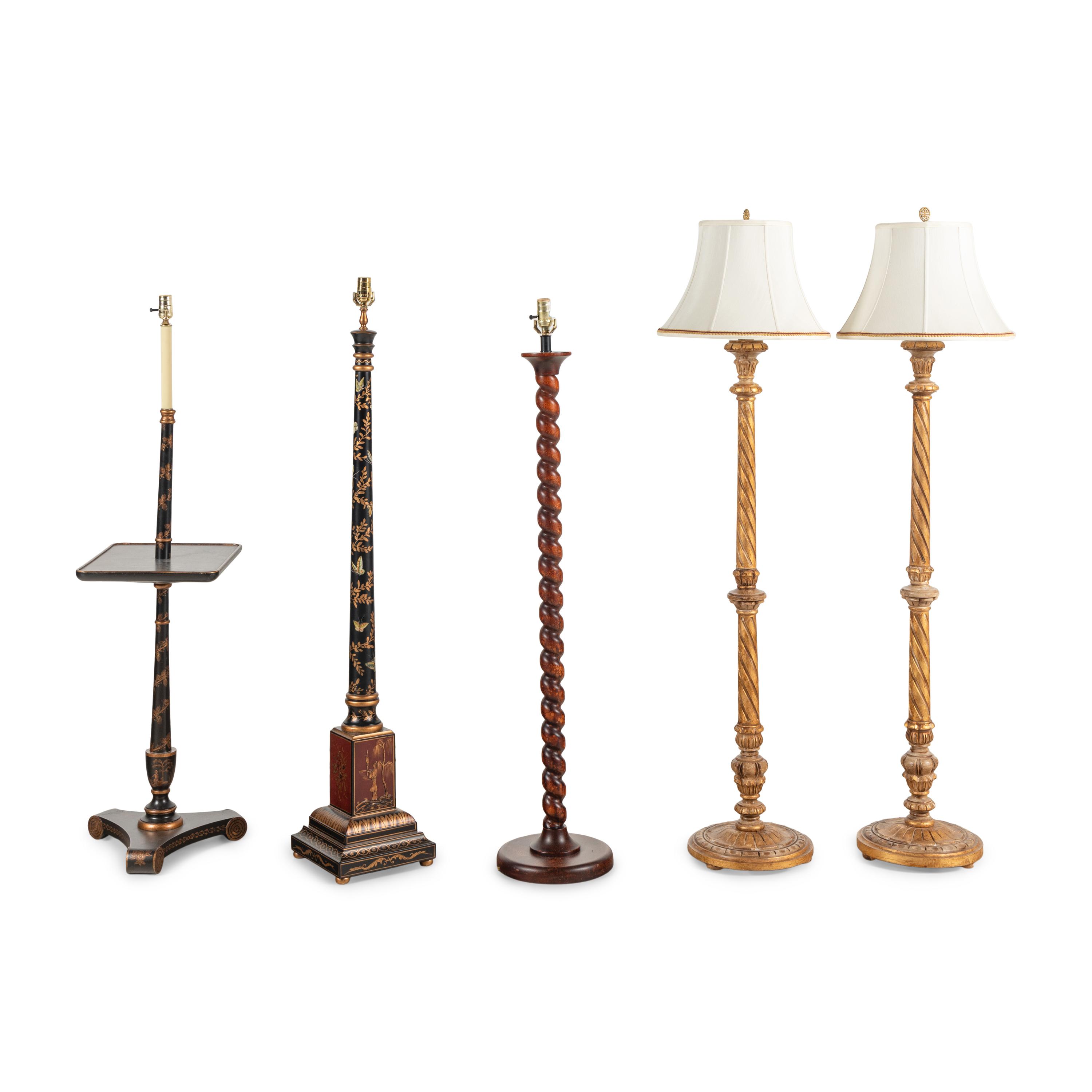 A Group of Five Floor Lamps