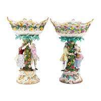 A Pair of Meissen Porcelain Centerpiece Baskets