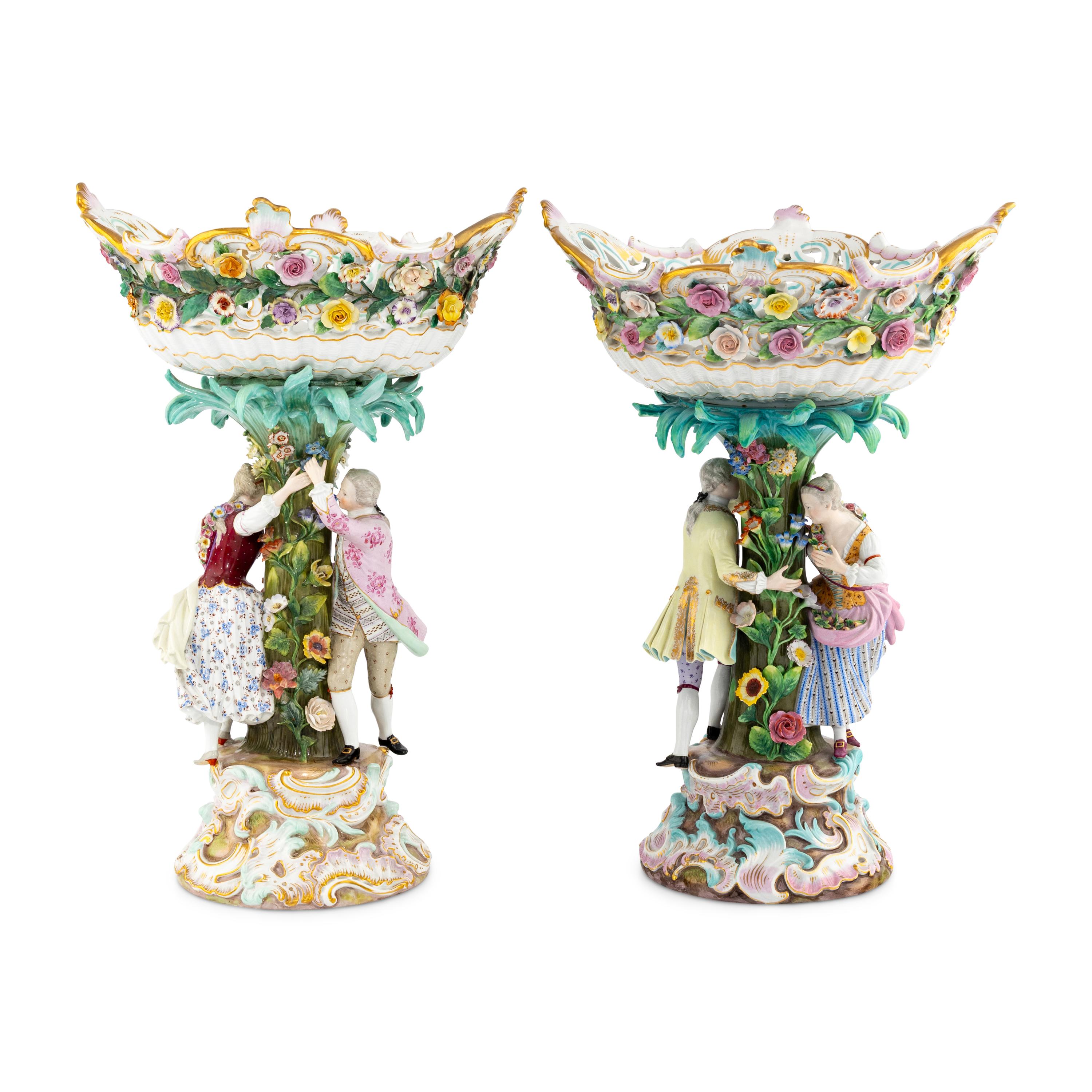 A Pair of Meissen Porcelain Centerpiece Baskets