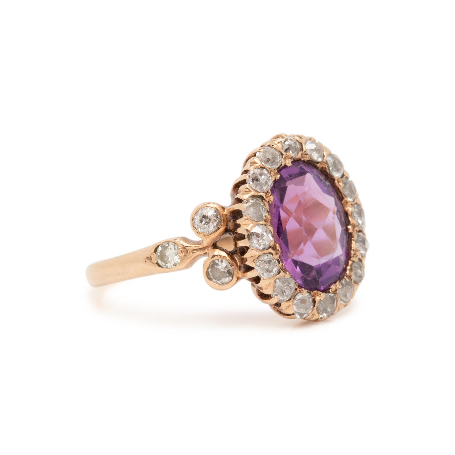 ANTIQUE, AMETHYST AND DIAMOND RING