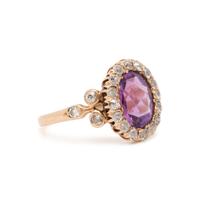 ANTIQUE, AMETHYST AND DIAMOND RING