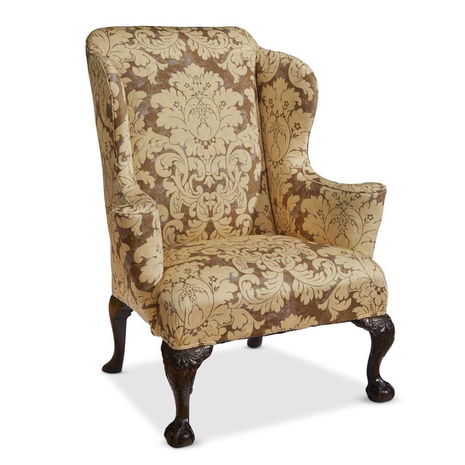 Chippendale carved mahogany and upholstered easy chair 18th century