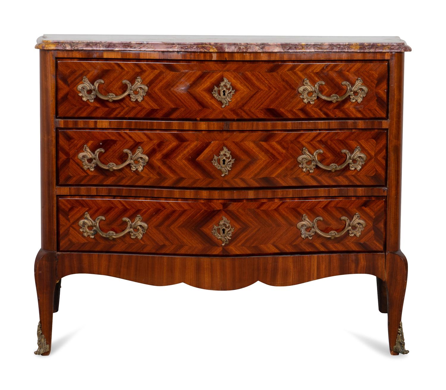 A Louis XV Style Gilt-Bronze-Mounted Tulipwood Commode — EARLY 20TH CENTURY