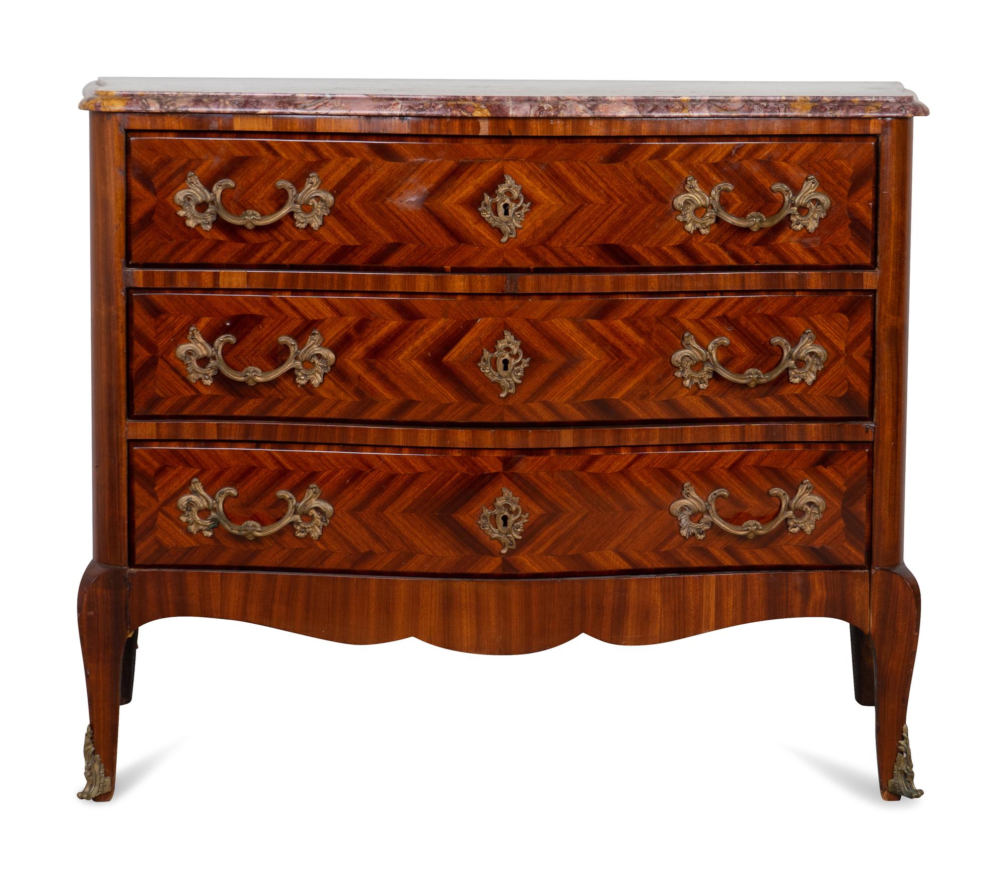 A Louis XV Style Gilt-Bronze-Mounted Tulipwood Commode — EARLY 20TH CENTURY